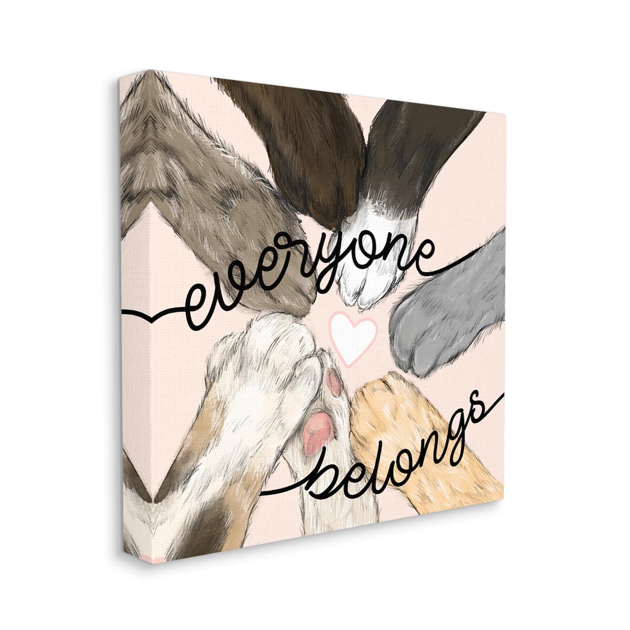 Stupell Industries Everyone Belongs Inclusivity Phrase Pet Cat Paws Canvas Wall Art